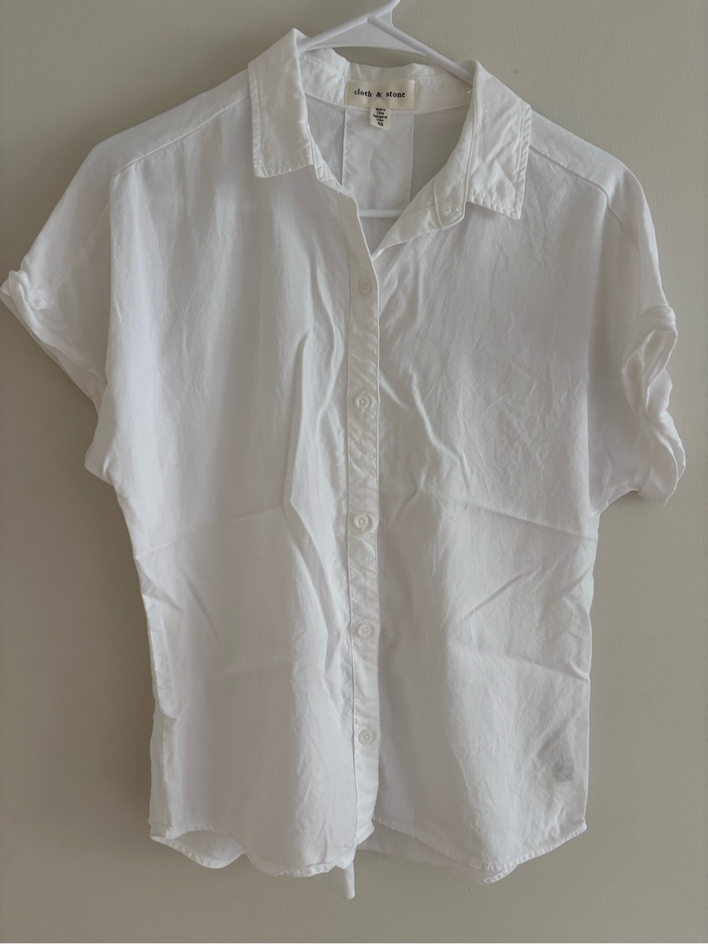 cloth & stone Crisp White Collared Shirt summer closet staple size xs